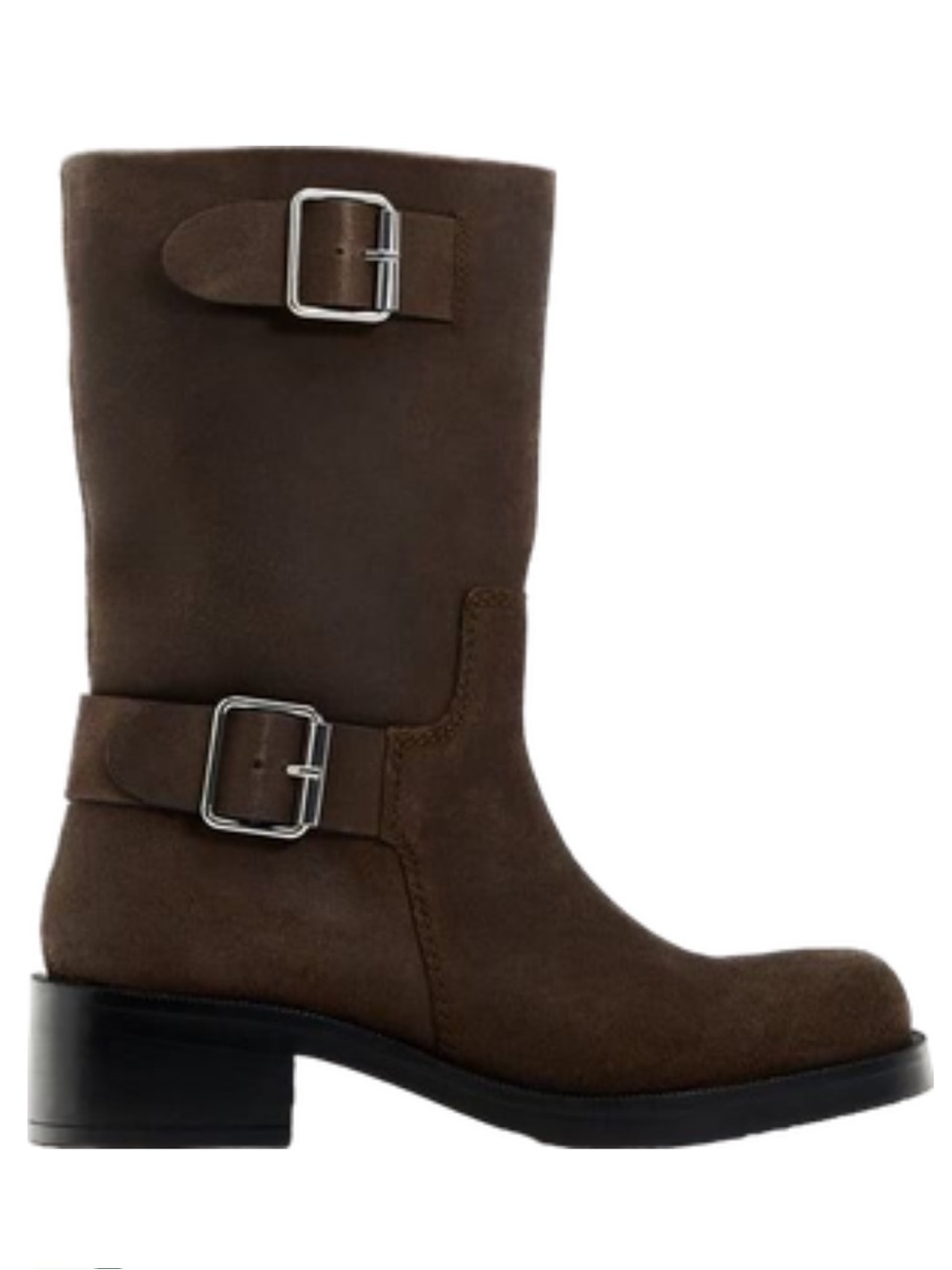 Zara Brown Boots with Silver Buckle